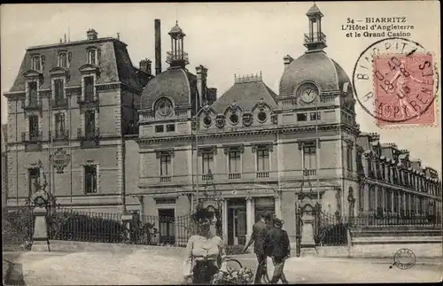 Ak Biarritz Pyrénées Atlantiques, L'Hotel d'Angleterre et le Grand Casino