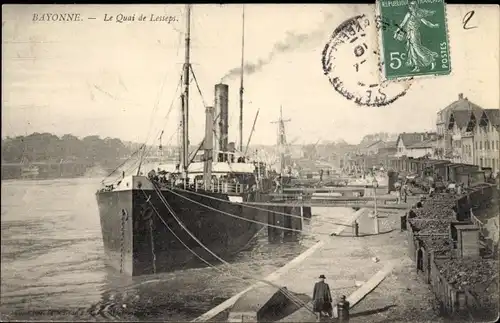 Ak Bayonne Pyrénées Atlantiques, Le Quai de Lesseps