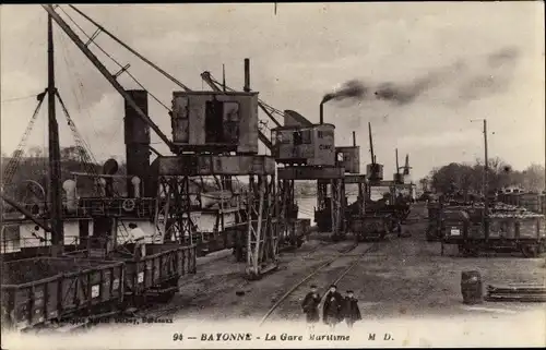 Ak Bayonne Pyrénées Atlantiques, La Gare Maritime