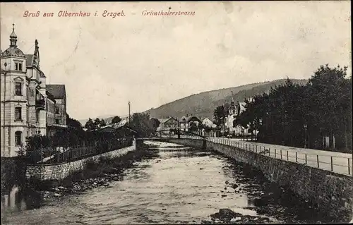 Ak Olbernhau im Erzgebirge, Grünthaler Straße