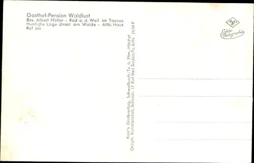 Ak Rod an der Weil Weilrod im Taunus, Pension Waldlust