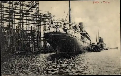 Ak Szczecin Stettin Pommern, Partie in der Vulcan Werft