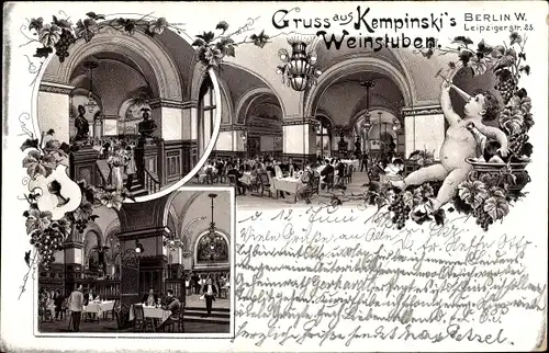 Litho Berlin Mitte, Kempinskis Weinstuben, Leipziger Straße 25, Innenansicht