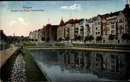 Ak Głogów Glogau Schlesien, Anlagen am König Friedrich Platz