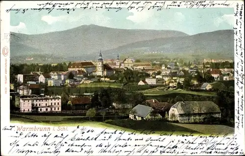 Ak Cieplice Śląskie Zdrój Bad Warmbrunn Riesengebirge Schlesien, Panorama vom Ort