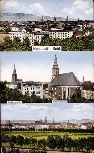 Ak Prudnik Neustadt Oberschlesien, Christuskirche, katholische Kirche, Totalansicht
