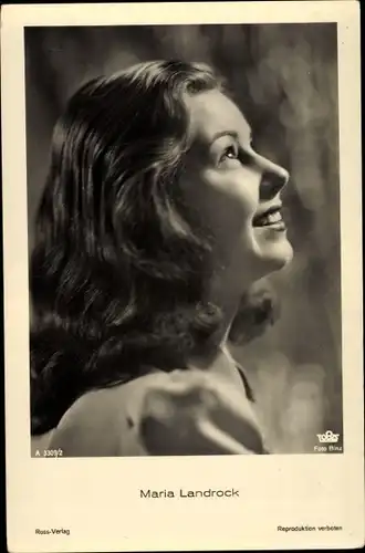 Ak Schauspielerin Maria Landrock, Portrait, Profilansicht, Tobis Film, Ross Verlag A 3309 2