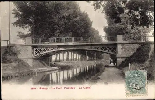 Ak Bondy Seine Saint Denis, Le Pont d'Aulnay, Le Canal