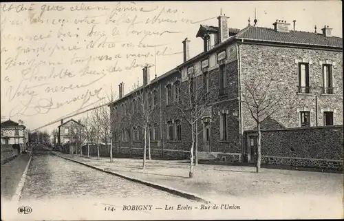Ak Bobigny Seine Saint Denis, Les Ecoles, Rue de l'Union