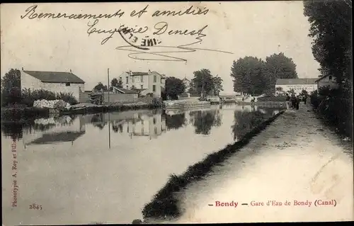 Ak Bondy Seine Saint Denis, Gare d'Eau de Bondy, Canal, Wasserbahnhof, Hafen