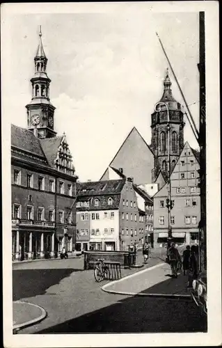 Ak Pirna, Blick auf den Marktplatz, Brunnen, Turm