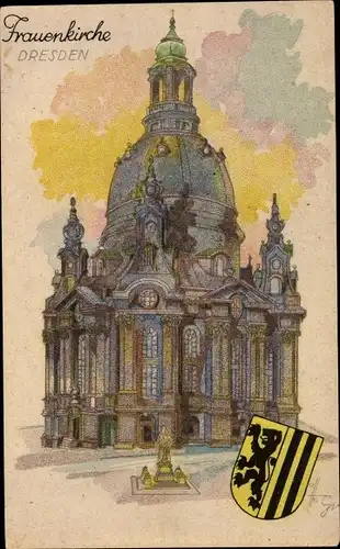 Wappen Künstler Ak Dresden Altstadt, Frauenkirche