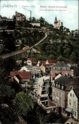 Ak Dresden Loschwitz, Drahtseilbahn, Weißer Hirsch, Louisenhof