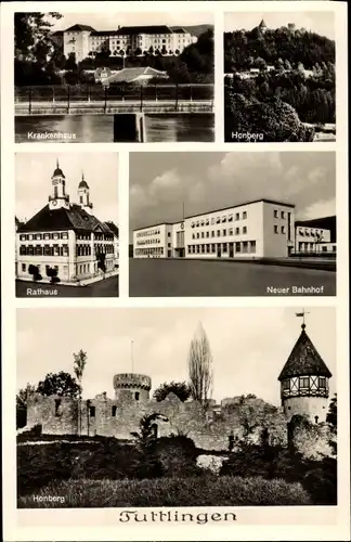 Ak Tuttlingen Baden Württemberg, Krankenhaus, Honberg, Rathaus, Neuer Bahnhof