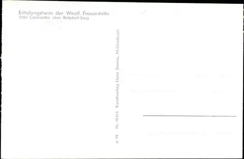 Ak Betzdorf an der Sieg, Erholungsheim der Westf Frauenhilfe, Concordia