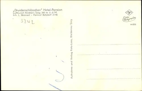Ak Kirchen an der Sieg, Pension Druidenschlösschen, Inh. L. Weinert