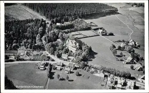 Ak Buntenbock Clausthal Zellerfeld Oberharz, Panorama, Fliegeraufnahme