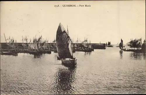 Ak Quiberon Morbihan, Port Maria, Segelboot