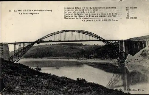 Ak La Roche Bernard Morbihan, Le Pont suspendu