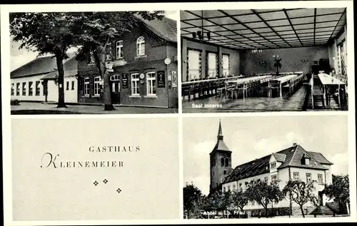 Ak Varensell Rietberg in Westfalen, Gasthof Kleinemeier, Aussen- und Innenansicht, Kirche