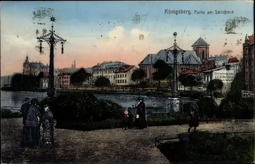 Ak Kaliningrad Königsberg Ostpreußen, Partie am Schlossteich