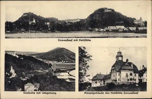 Ak Donaustauf in der Oberpfalz, Heilstätte, Walhalla, Blick auf den Ort