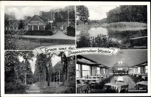 Ak Bergisch Gladbach Nordrhein Westfalen, Waldweiher, Waldschenke Diepeschrather Mühle