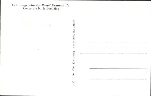 Ak Concordia Herdorf Altenkirchen Rheinland Pfalz, Erholungsheim der Westf. Frauenhilfe