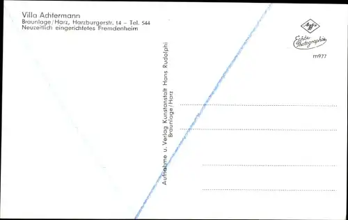Ak Braunlage im Oberharz, Villa Achtermann, Harzburger Straße 14