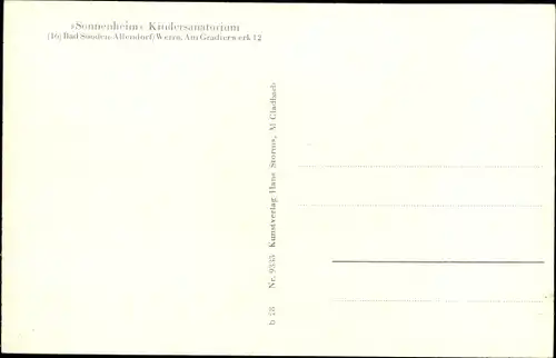 Ak Bad Sooden Allendorf, Kinder Sanatorium Sonnenheim