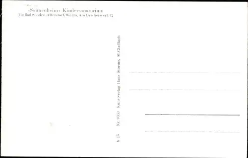 Ak Bad Sooden Allendorf in Hessen, Sonnenheim Kindersanatorium
