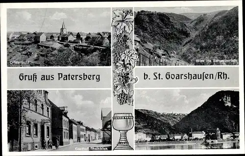 Ak Patersberg in Rheinland Pfalz, Ortsansicht, Blick ins Schweizer Tal, Gasthof Rheinblick