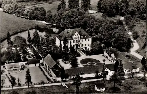 Ak Hommerich Hennef an der Sieg, Hotel Schloss Georgshausen, Fliegeraufnahme