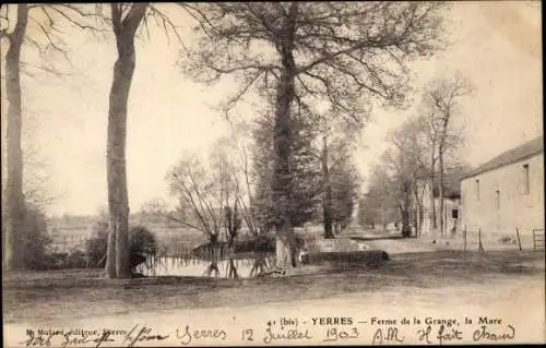 Ak Yerres Essonne, Ferme de la Grange, la Mare