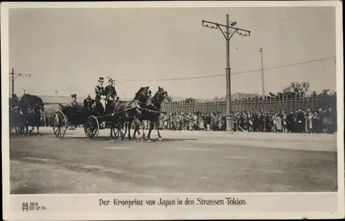 Ak Tokio Präf. Tokio Japan, Der Kronprinz von Japan, Straßenpartie, Kutsche