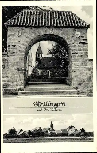 Ak Nellingen auf den Fildern Ostfildern, Tor, Panorama