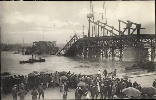 Ak Köln am Rhein, Südbrücke, beim Bau 1908 eingestürzt