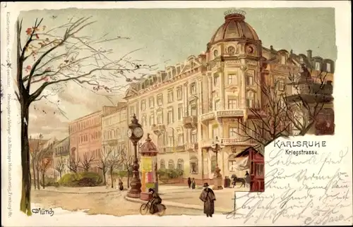 Künstler Litho Münch, C., Karlsruhe in Baden Württemberg, Kriegstraße