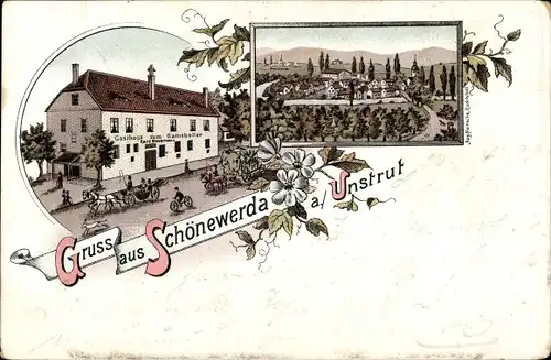 Litho Schönewerda Roßleben Wiehe im Kyffhäuserkreis, Gasthaus zum Ratskeller