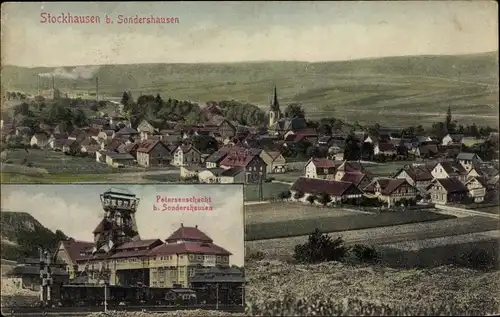 Ak Stockhausen Sondershausen im Kyffhäuserkreis Thüringen, Petersenschacht, Blick auf den Ort