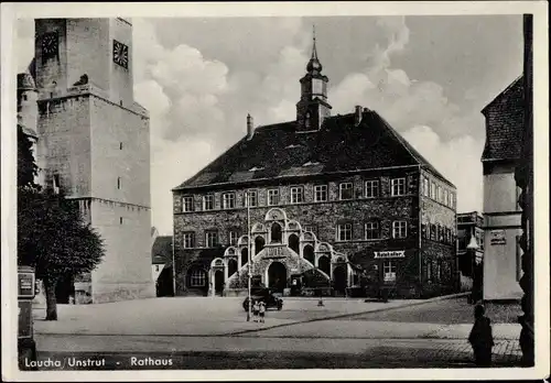 Ak Laucha an der Unstrut, Rathaus, Ratskeller