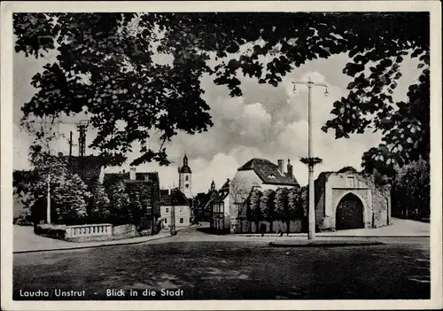 Ak Laucha an der Unstrut, Straßenpartie
