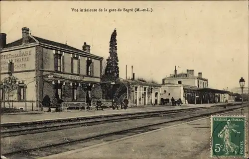 Ak Segré Maine et Loire, Vue interieure de la Gare