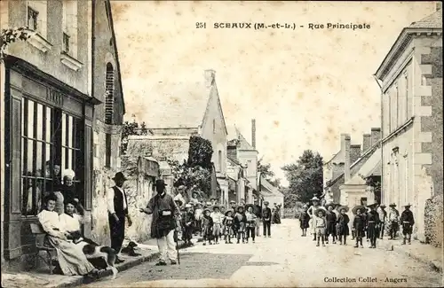 Ak Sceaux Maine et Loire, Rue Principale