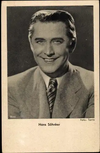 Ak Schauspieler Hans Söhnker, Portrait, Terra Film, Anzug