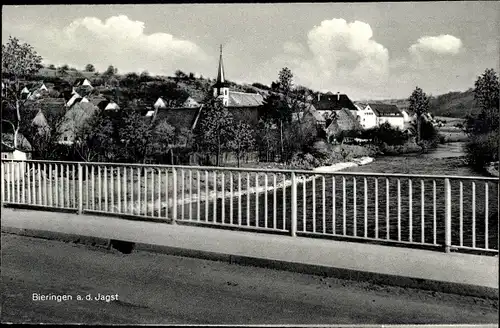 Ak Bieringen Schöntal Baden Württemberg, Blick auf den Ort, Brücke, Flusspartie