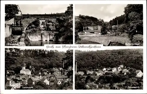 Ak Pforzheim Dillweißenstein, Wehr, Schwimmbad, Teilansicht