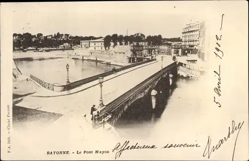 Ak Bayonne Pyrénées Atlantiques, Le Pont Mayon