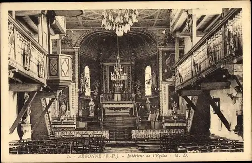 Ak Arbonne Pyrénées Atlantiques, Interieur de l'Eglise