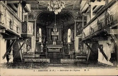 Ak Arbonne Pyrénées Atlantiques, Interieur de l'Eglise